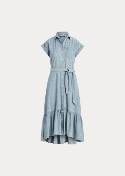 Vestido Ralph Lauren Belted Chambray Mulher 24873-KEBF